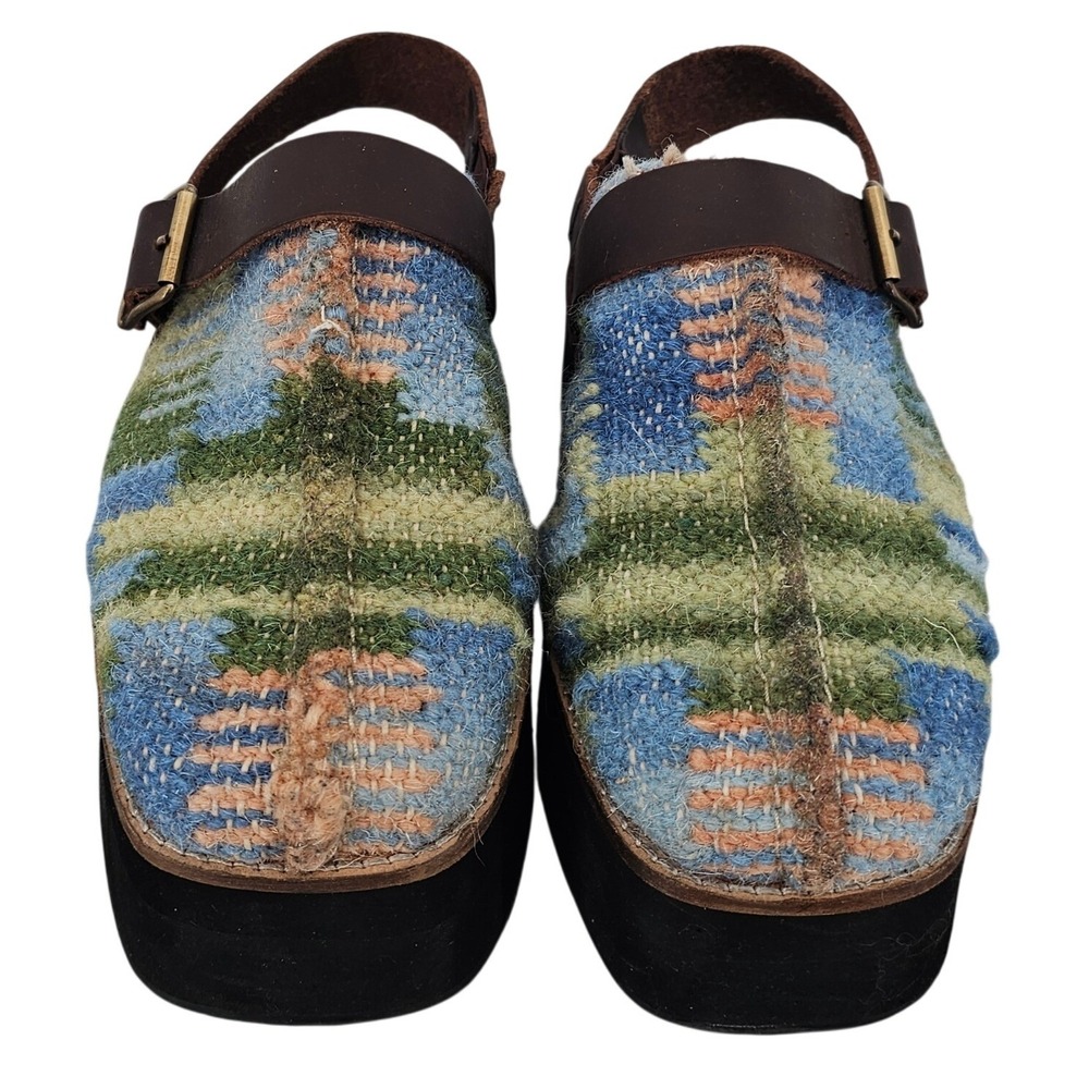 Free People Astrid Clog Platform Shoes Leather Slingback Woven 8.5 4602742 - Picture 3 of 11